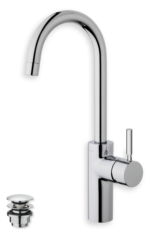 lavabo triverde bec haut chrome + vidage Up Down CRISTINA - TV22651