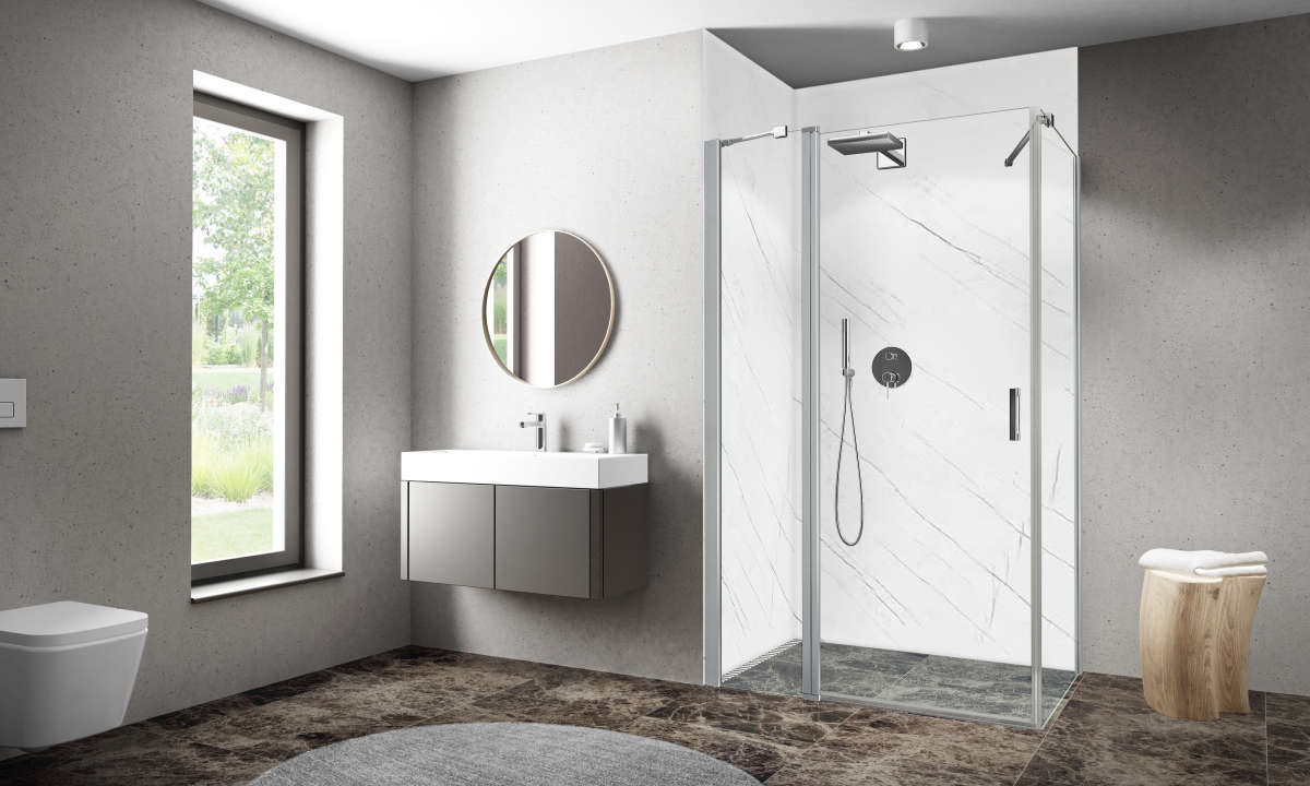Paroi de douche pivotante CARIBA CIEPF L140 H2M argent v.clair ETC ROTH - 1403040264