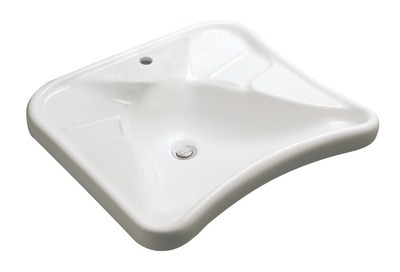 Lavabo 67x60 cm Matura 2 blanc en grès fin Ergonomique Sans trop-plein - PORCHER - J445201