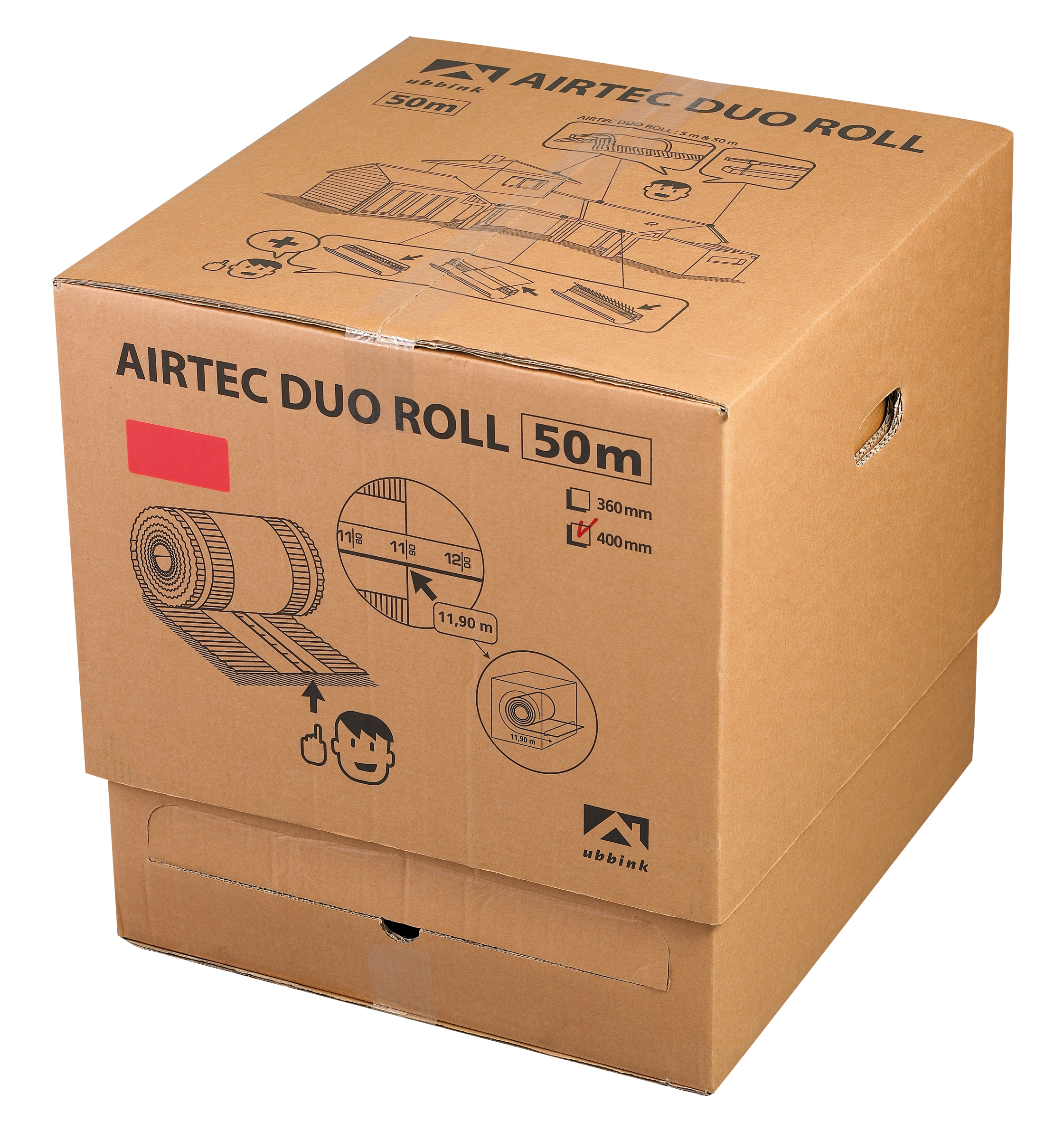 Closoirs de faîtage Airtec Duo Roll largeur 50m brun en carton dérouleur - UBBINK - 203777