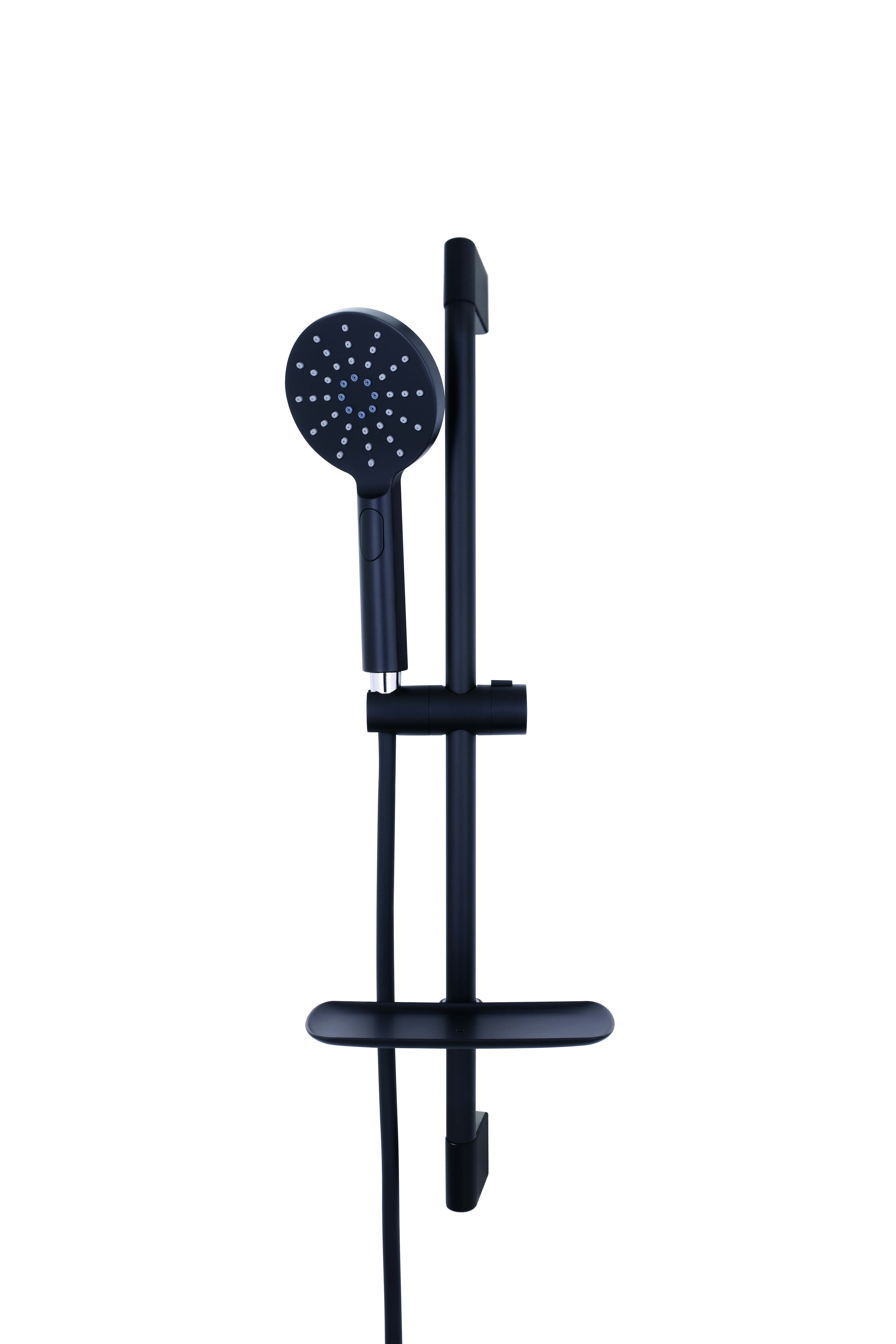 ensemble BARRE NOIR 70cm ø22mm,3jetsø12cm ac,flex.1m75pvc,tablette,noir DOMAO - 1103310