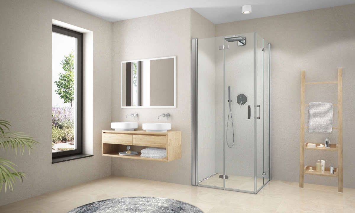 Paroi de douche pivotante repliable CARIBA CI2CL L80 H2M argent v.clair ROTH - 1403040246