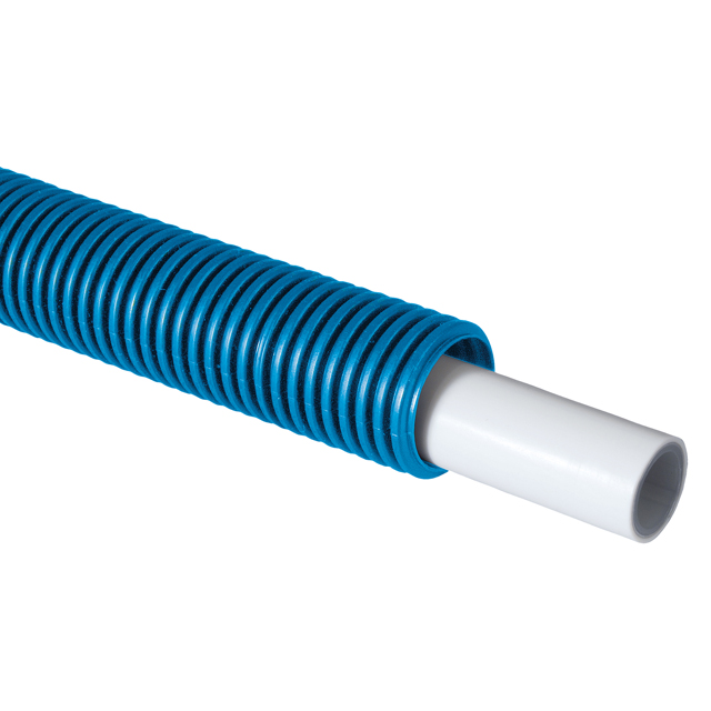 tube multicouche pré-gainé 25 x 2,50, 50 m, blanc, tube annelé bleu MULTITUBO - 16140B