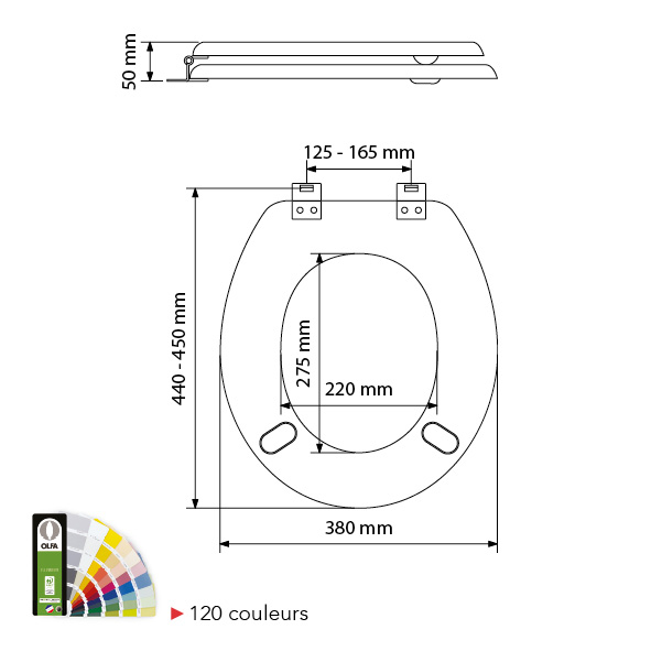 Abattant WC Tradition Flanelle Longueur 440-450 mm Marque OLFA - 7TD07870201B