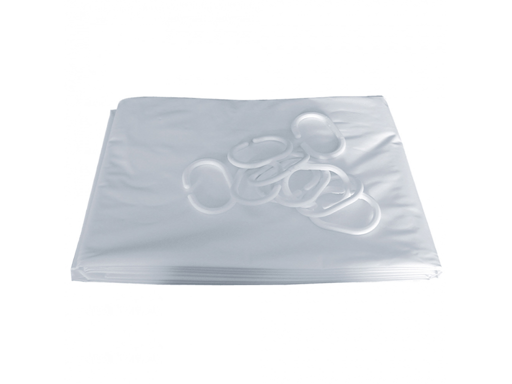 Rideaux de douche 1800x1800 mm,œillets plastique blanc pvc bas plombé - PELLET - 804180