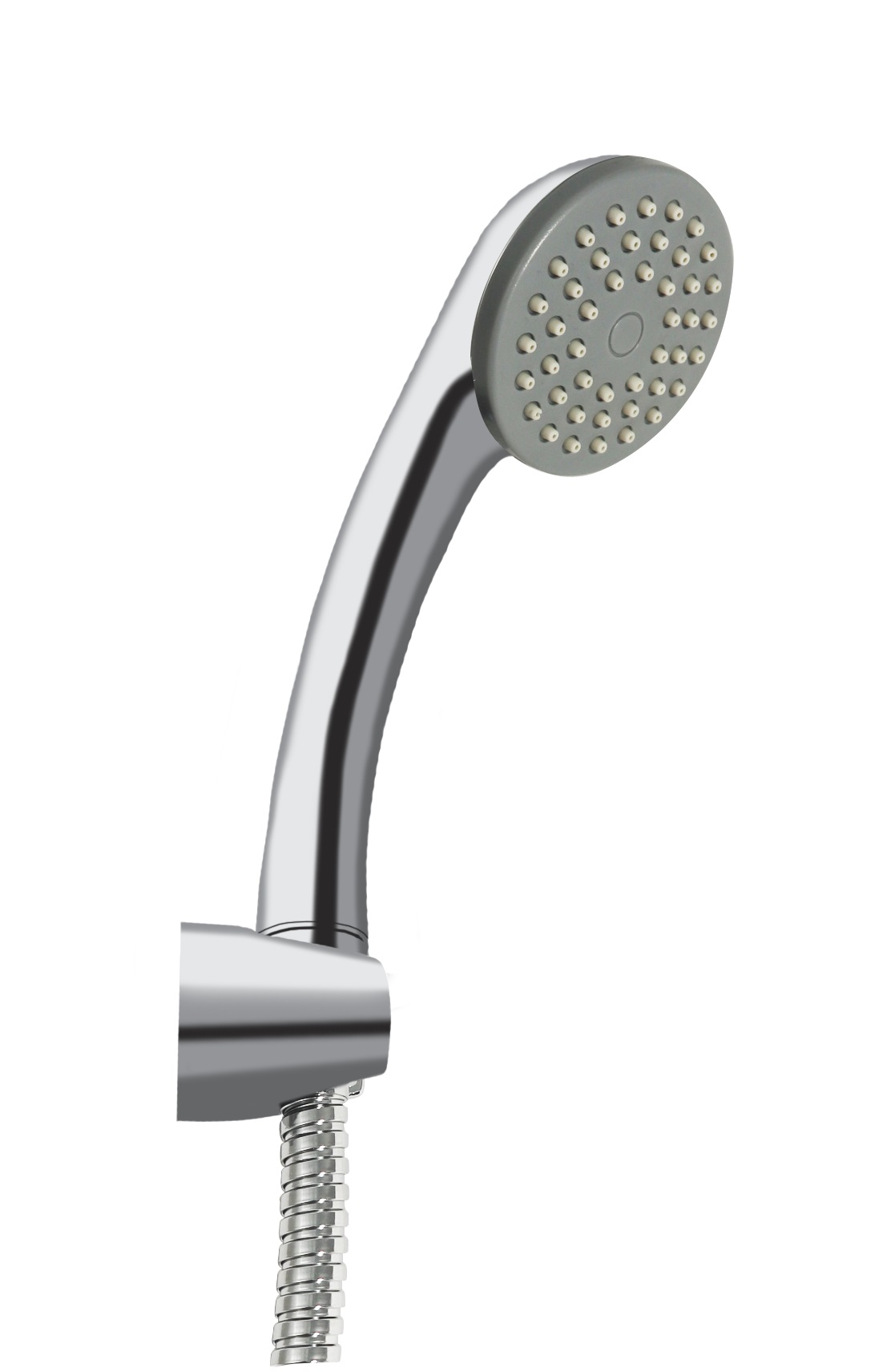 Ensemble support fixe, douchette 1 jet dia.70 double agrafage inox chromé - DOMAO - DOM491