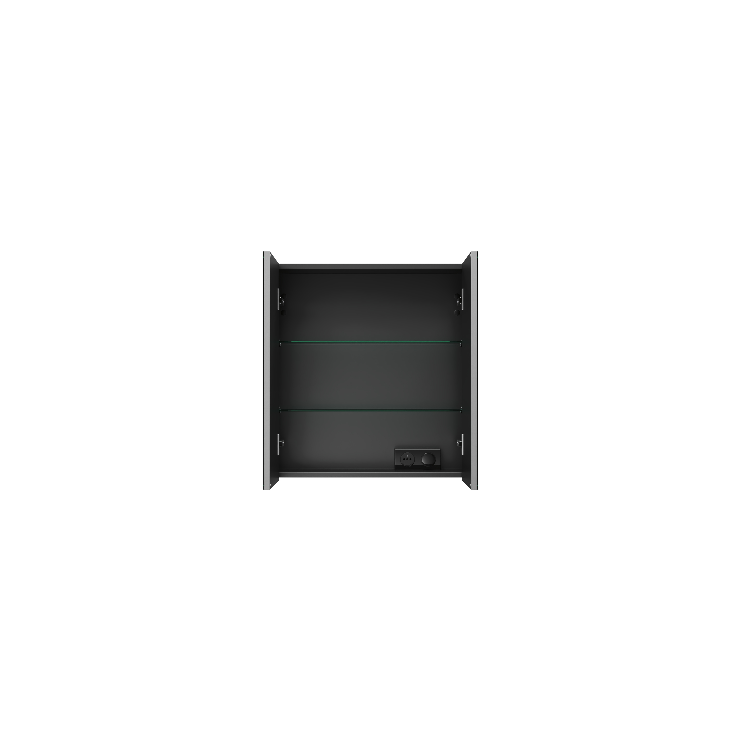200 armoire DE toilette graphite MAT l60 h64 p15 2 portes simple miroir DOMAO - 1102742