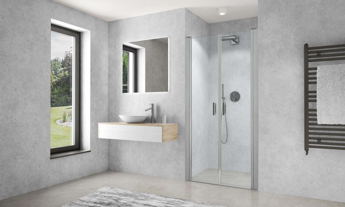 Paroi de douche 2 battants CARIBA CI2BT L120 H2M argent v.clair ETC ROTH - 1403040222