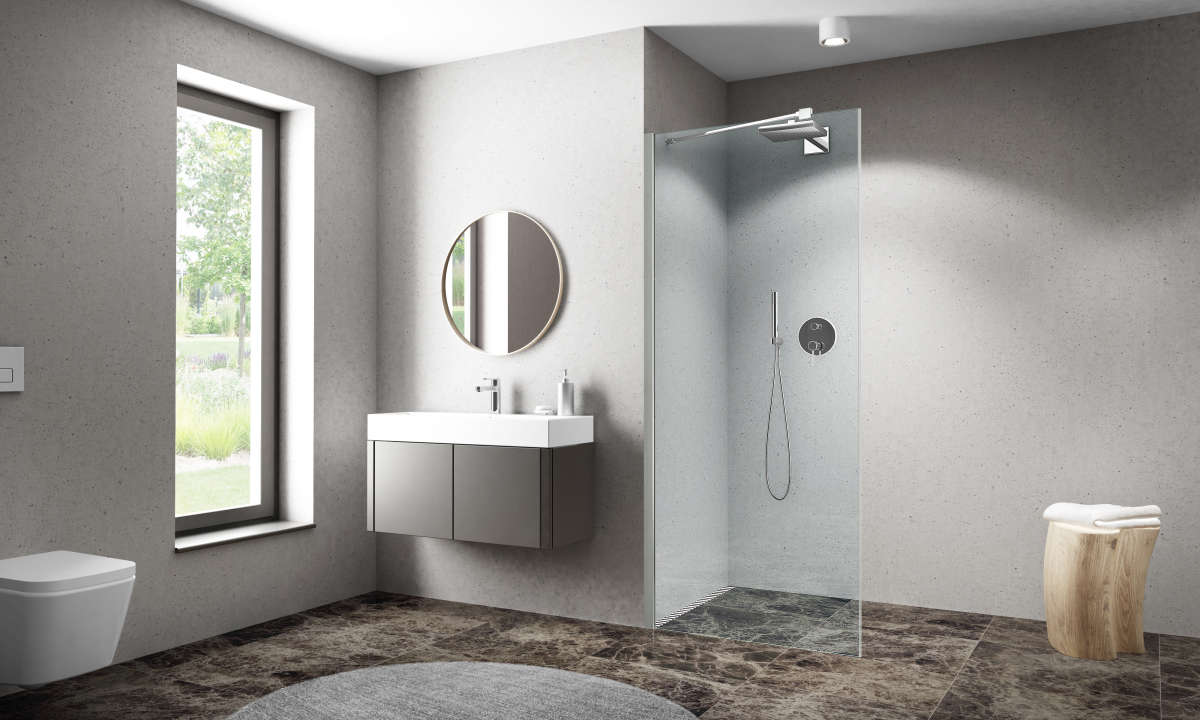 Paroi de douche fixe CARIBA CIFXG L90 H2M argent v.clair ETC ROTH - 1403040183