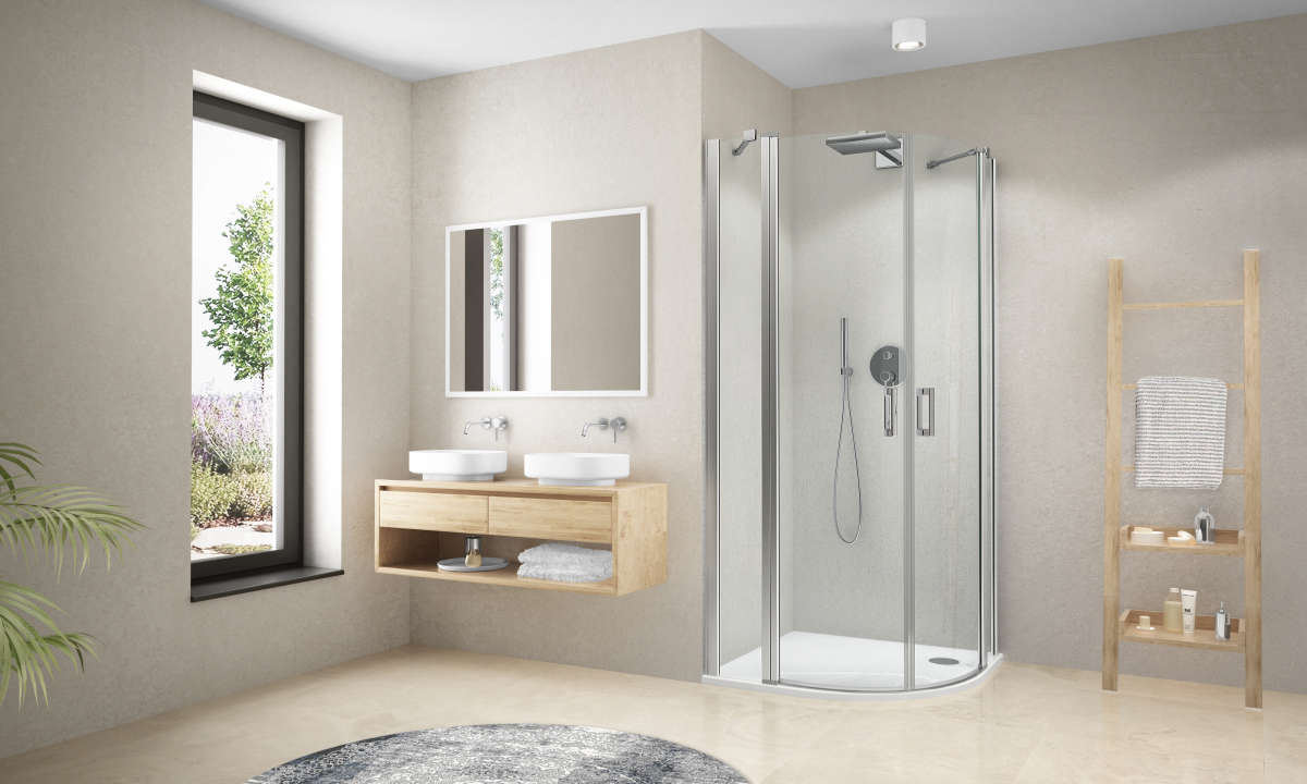 Paroi de douche arrondie pivotante CARIBA CIP55 L90 H2M argent v.clair ROTH - 1403040252