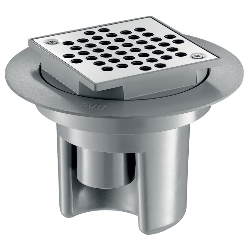 Siphon sol dur 100x100 - H. régl. sortie intégrée Ø40 DELABIE - 682001