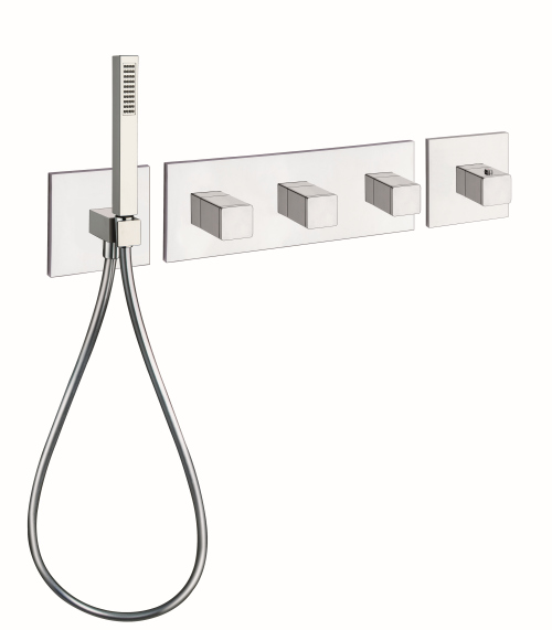 façade quadri horizontal thermostatique 3 sorties + douchette chrome CRISTINA - XQ76951