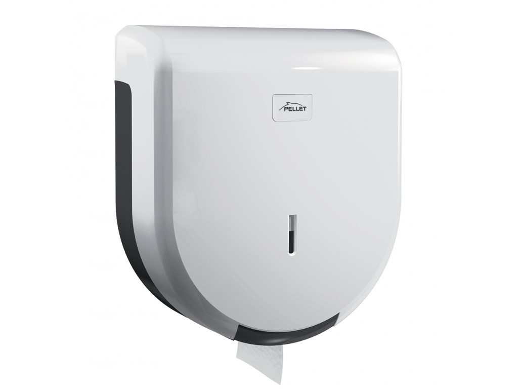 Distributeur papier WC maxi 315x125mm, mandrin Ø 60 mm abs blanc, à clé PELLET - 878536