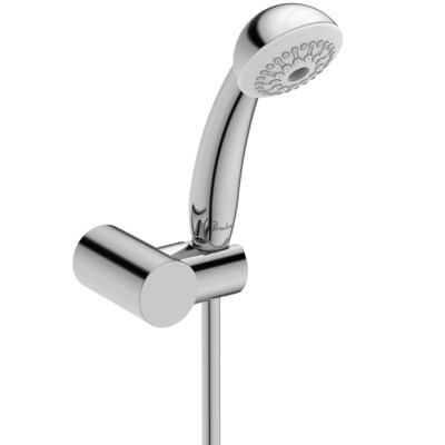 Set de douche AQUA chrome avec douchette Ø 7 cm, 1 jet + support mural PORCHER - D6041AA
