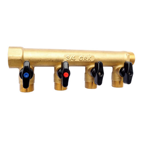 DISTØ28 FM 3/4"; Entraxe 50mm; 9 piquages avec mini vannes intégrées M1/2'' GRK - 958-1M