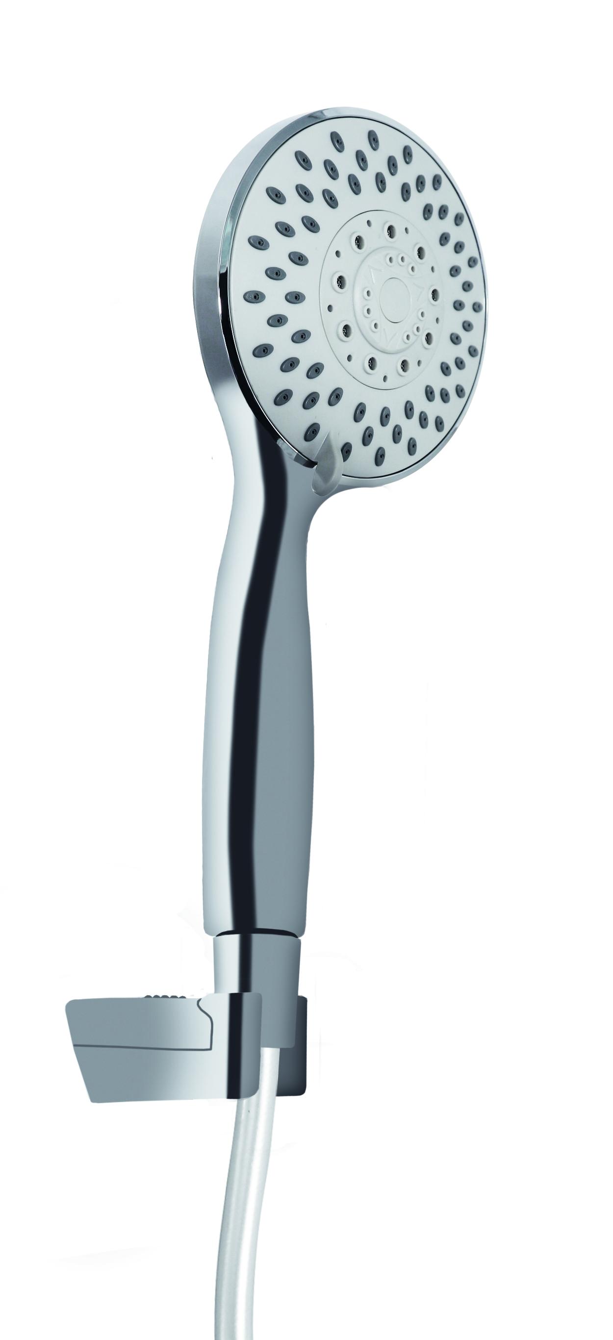 Ensemble support fixe, douchette 5 jets PVC gris métallisé anti-torsion - DOMAO - DOM497
