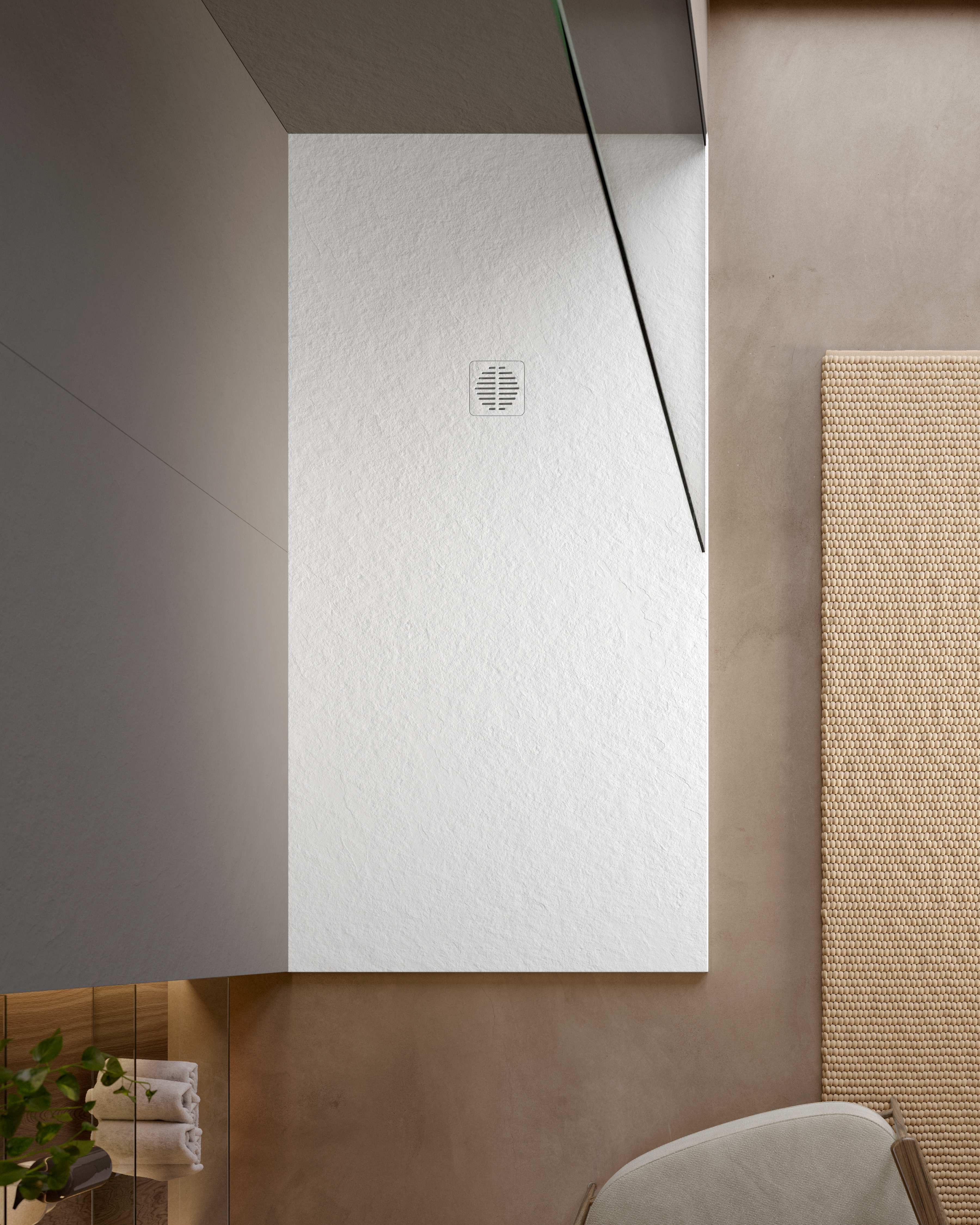 Receveur ardoise 90x90 grille resine BLANC - DOMAO - DOM19
