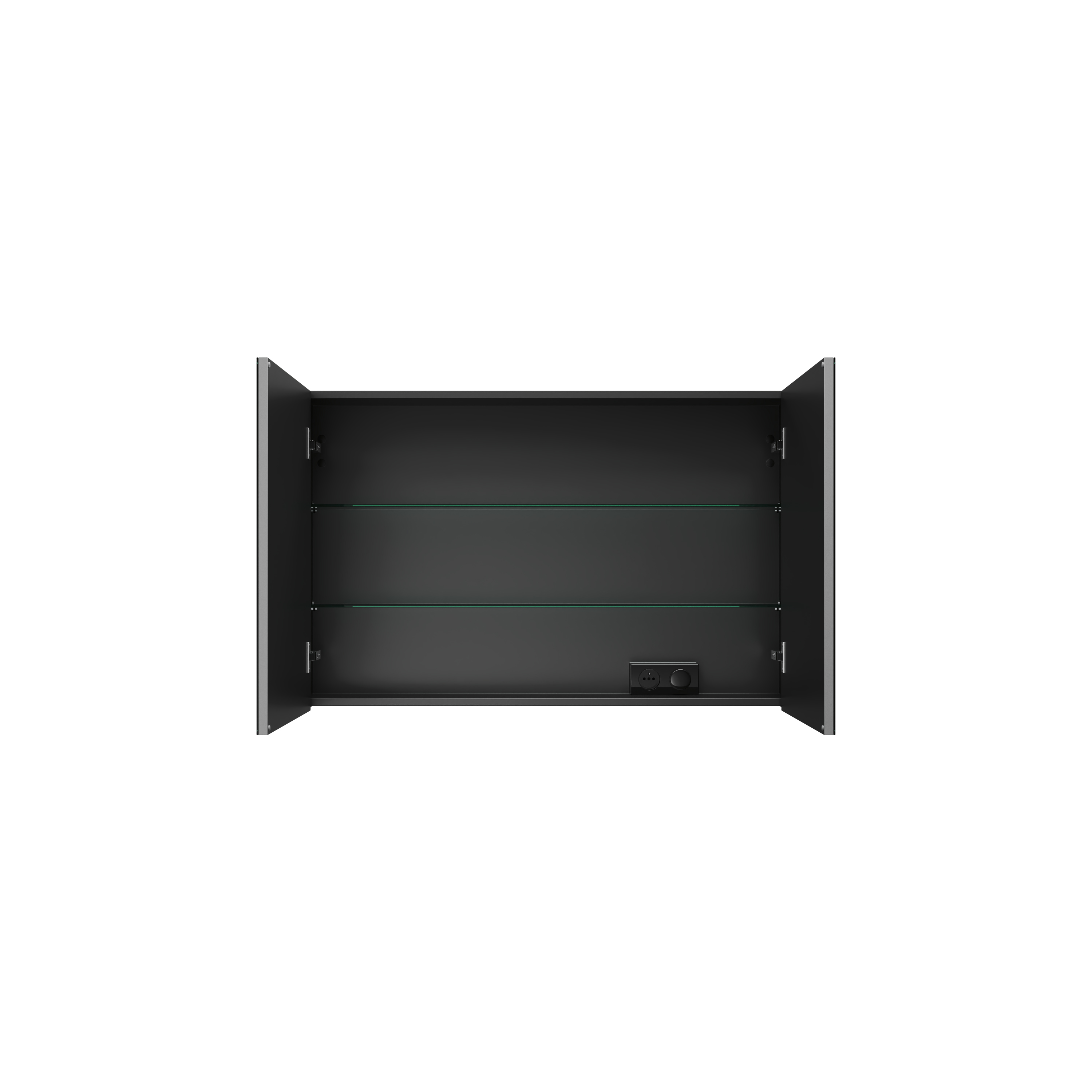 200 armoire DE toilette graphite MAT l100 h64 p15 2 portes simple miroir DOMAO - 1102752