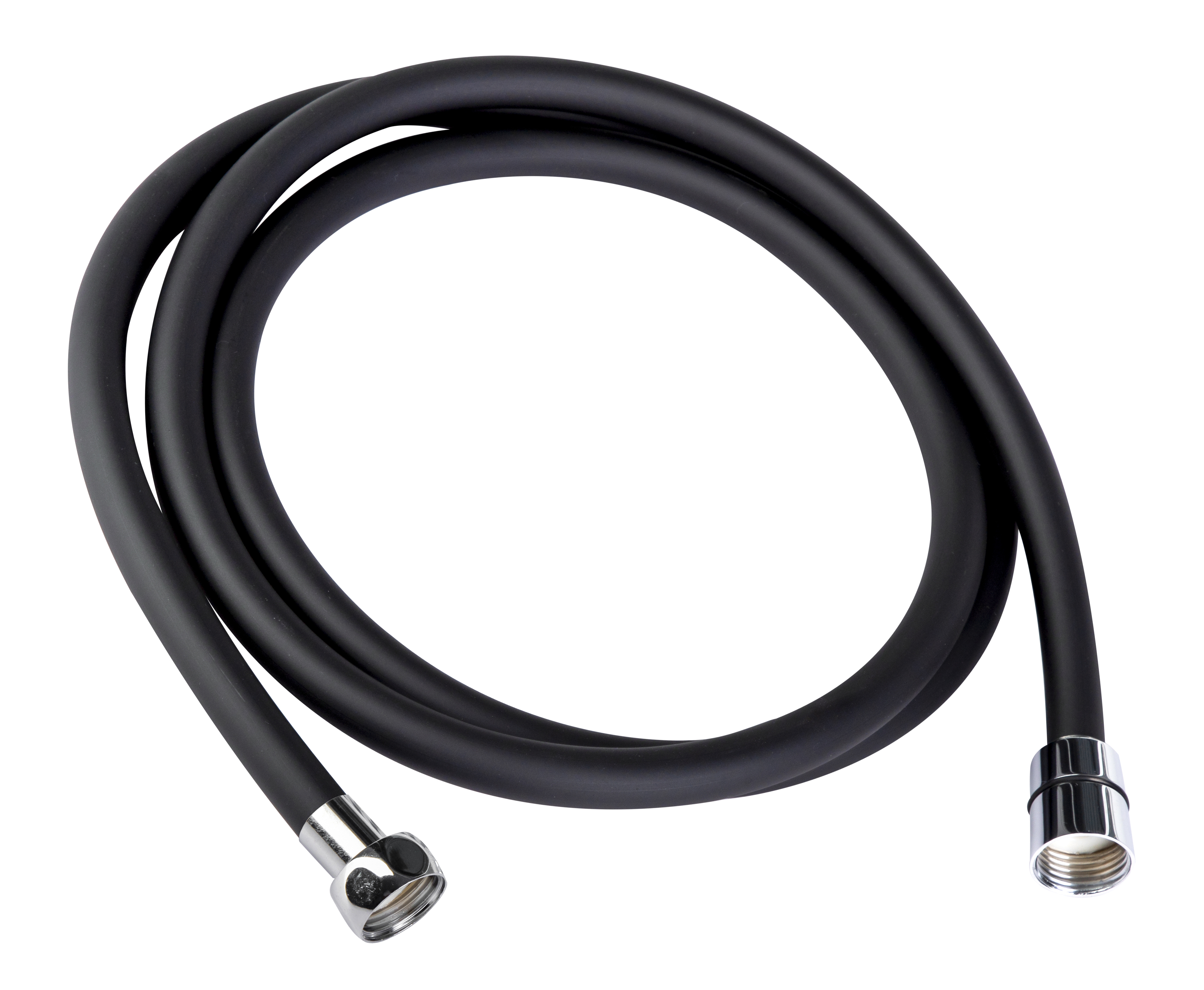 Flexible Noir 1m75 PVC, embouts chromés économie d'eau (limiteur débit) - DOMAO - DOM512