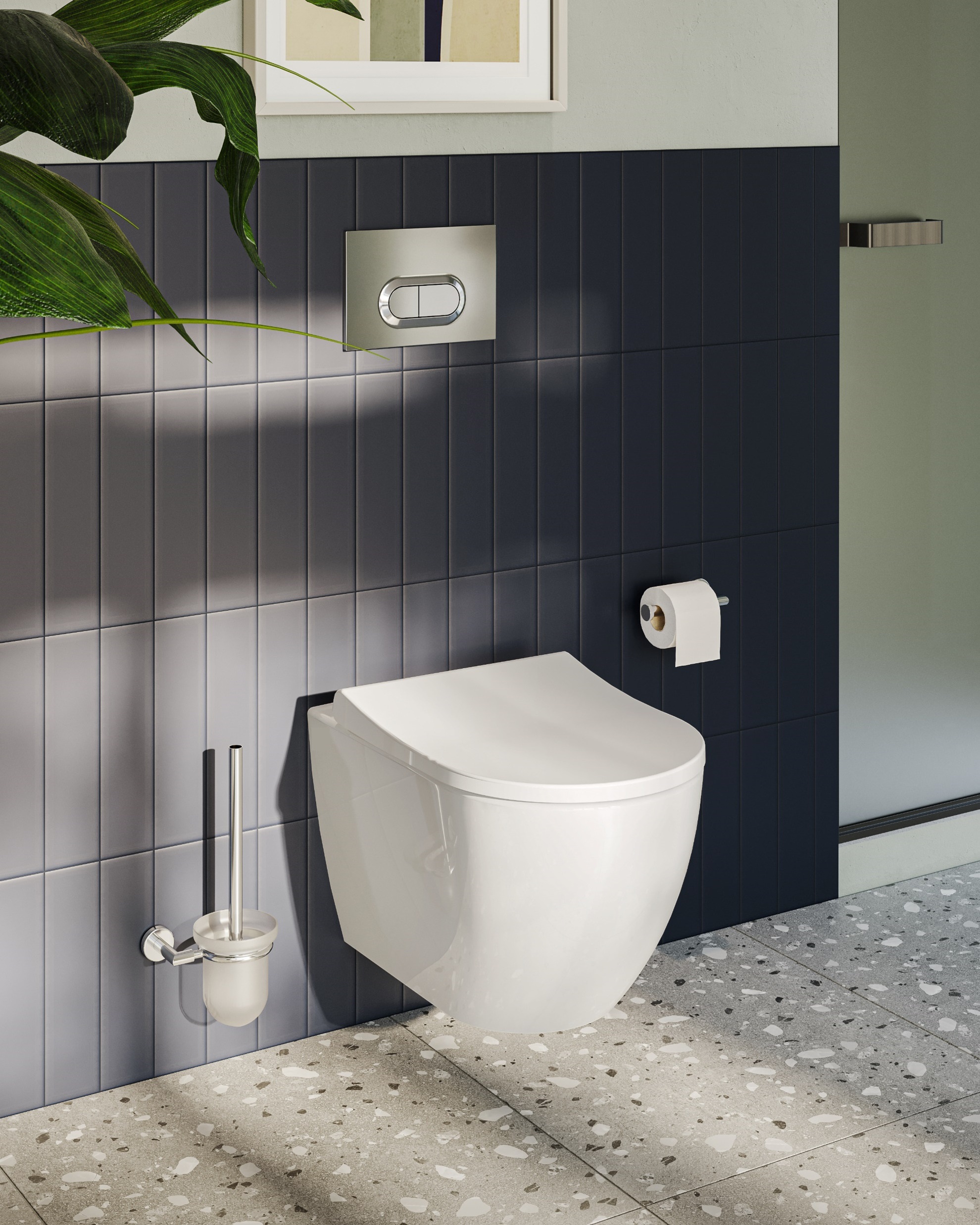 Cuvette WC suspendue blanche avec charnières en acier inox garantie 5ans - DOMAO - 7510N003-6329