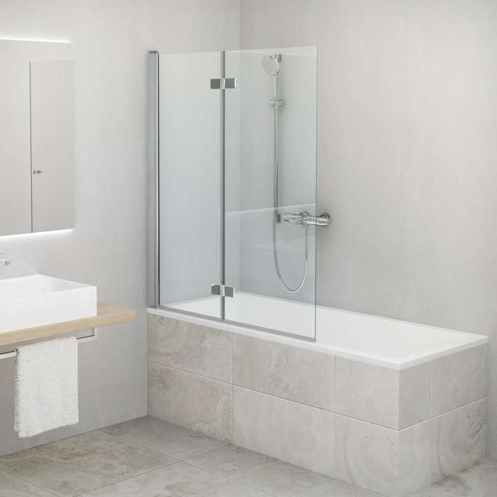 Paroi de baignoire repliable CARIBA CI2PR L100 H1.5M argent v.clair ETC ROTH - 1403040258