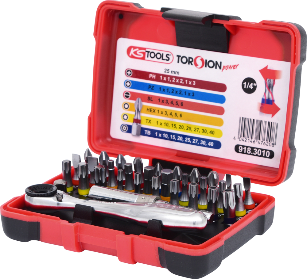 Coffret de 30 embouts de vissage 1/4" à code couleur TORSIONpower®