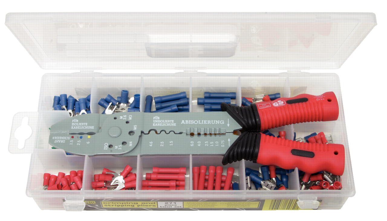 Coffret de pinces à sertir standard pour cosses pré-isolées - 271 pcs