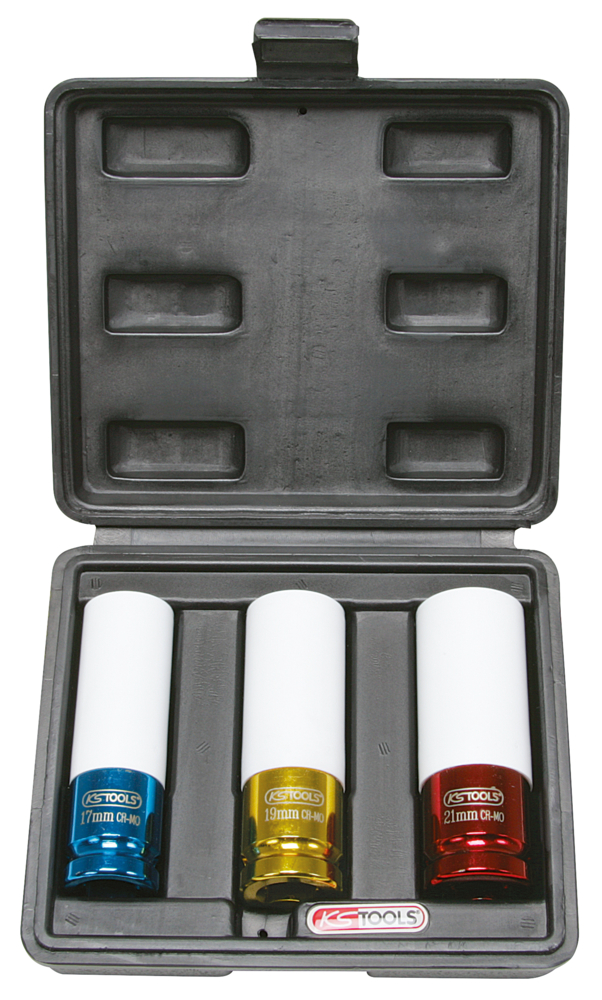 Jeu de 3 douilles à chocs pour jantes aluminium, 17, 19, 21 - KS TOOLS - 515.1005