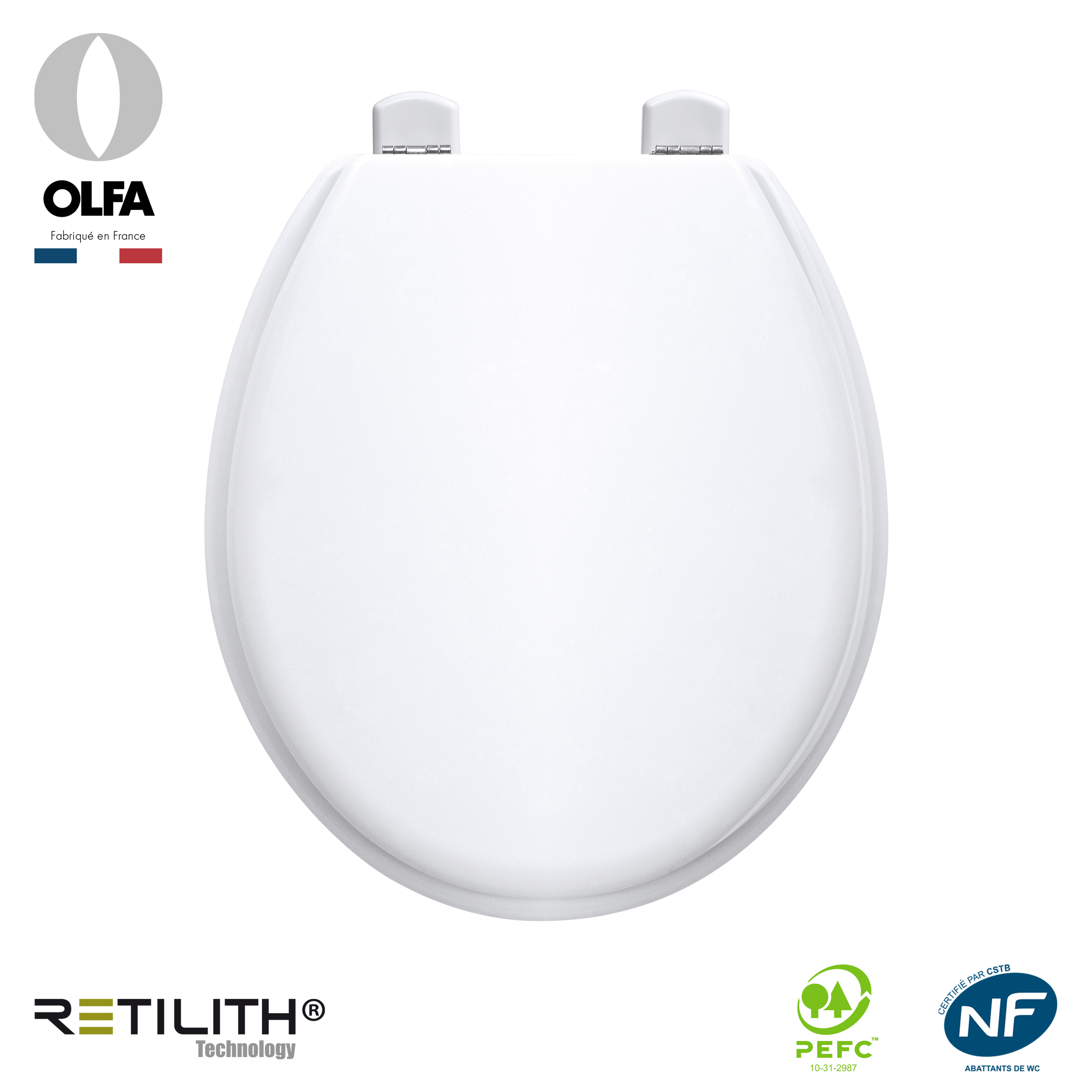 Abattant WC Tradition Blanc. Matière 440-450 mm Marque OLFA - 7TD00010206B