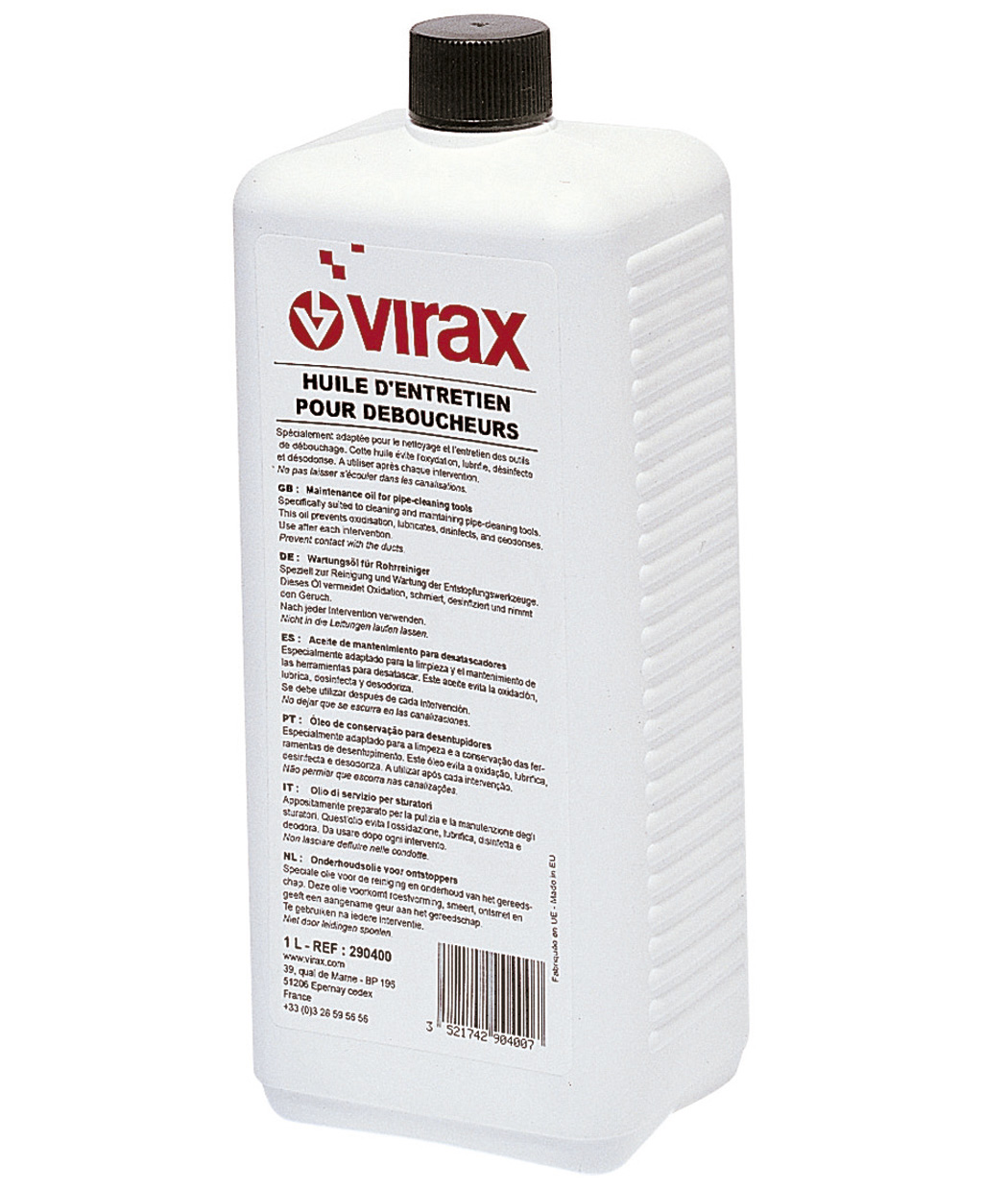 Bidon 1l huille pour déboucheur 290400 - VIRAX