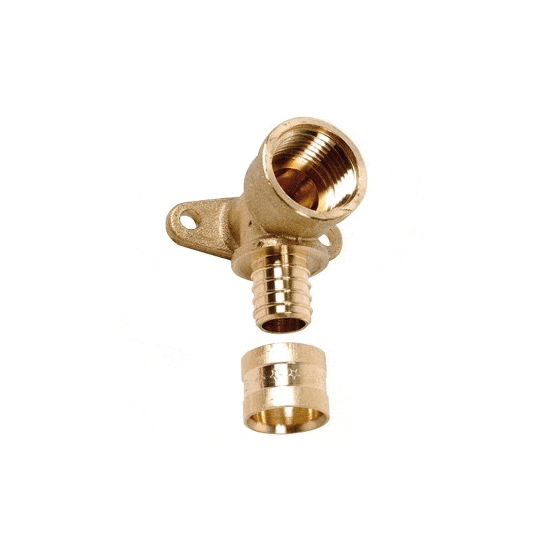 Coude applique court F1/2"-PER 10x12mm Raccord à glissement laiton SERTIGLISS - CA212
